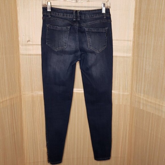 1822 Denim Womens Blue Skinny Ankle Jeans With Button Cuff Detail 6 - Picture 4 of 9